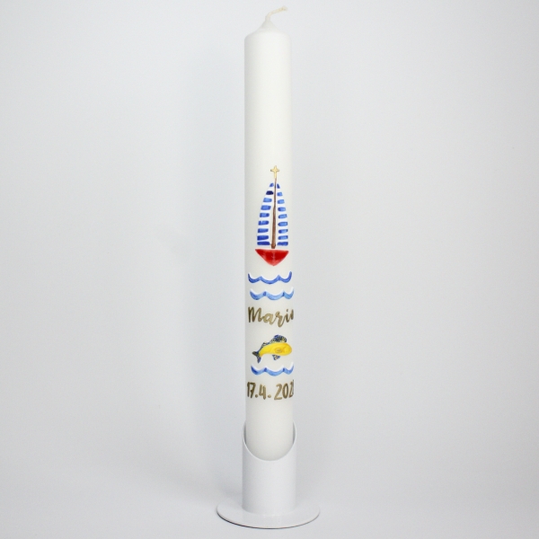 Kommunion | Bastelset | Nr.145 | Kommunionkerze selber machen | Regenbogen mit Schiff